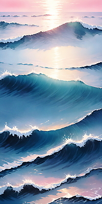 JPG 물결 파도 바다 일러스트 자연 사람없음 물 파란색 반짝임 햇빛 분위기 국내일러스트 AI일러스트 AI콘텐츠 자연요소 컬러 컨셉 모션 태양 생태계 파일형식