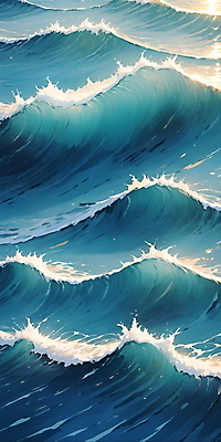 JPG 물결 파도 바다 일러스트 자연 사람없음 물 파란색 반짝임 햇빛 분위기 국내일러스트 AI일러스트 AI콘텐츠 자연요소 컬러 컨셉 모션 태양 생태계 파일형식