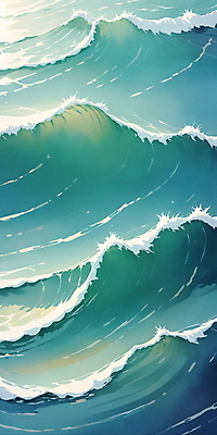 JPG 물결 파도 바다 일러스트 자연 사람없음 물 파란색 반짝임 햇빛 분위기 국내일러스트 AI일러스트 AI콘텐츠 자연요소 컬러 컨셉 모션 태양 생태계 파일형식