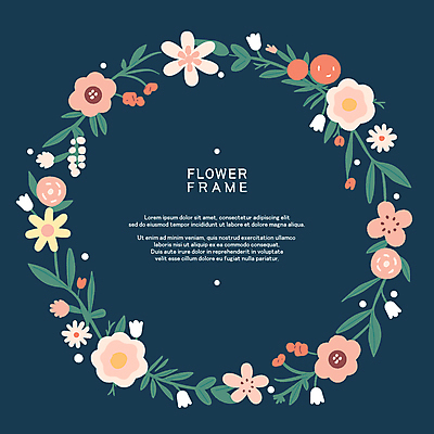 꽃 줄기 잎 일러스트 프레임 타이포그라피 사람없음 봄 청록색 꽃프레임 아기자기 국내일러스트 AI파일 식물 문자 계절 컬러 컨셉 파일형식 벡터