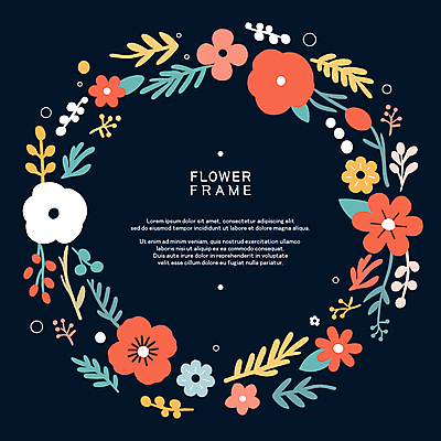 꽃 줄기 잎 일러스트 프레임 타이포그라피 사람없음 봄 우아함 남색 꽃프레임 아기자기 국내일러스트 AI파일 식물 문자 계절 컬러 컨셉 파일형식 벡터