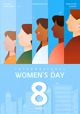 템플릿 여자 기념일 포스터 하늘색 기념 여러명 상반신 성인 다인종 국제 세계여성의날 얼굴없음 성인여자만 이미지템플릿 AI파일 다수 사람 인종 이벤트 파란색 여자만 성인만 파일형식 벡터