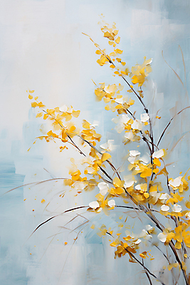 JPG 식물 백그라운드 일러스트 붓터치 사람없음 노란색 그림 질감 꽃가지 유화 국내일러스트 AI일러스트 AI콘텐츠 꽃 컬러 미술 나뭇가지 파일형식