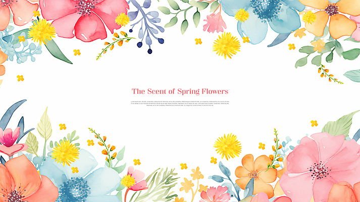 PSD 템플릿 배너 꽃잎 꽃 잎 봄꽃 수채화 사람없음 컬러풀 테두리 화사함 이미지템플릿 식물 컬러 컨셉 봄 파일형식