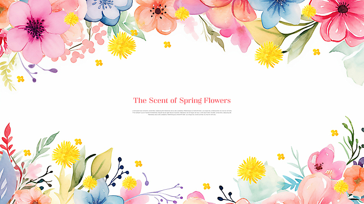 PSD 템플릿 배너 꽃잎 꽃 잎 봄꽃 수채화 사람없음 컬러풀 테두리 화사함 이미지템플릿 식물 컬러 컨셉 봄 파일형식
