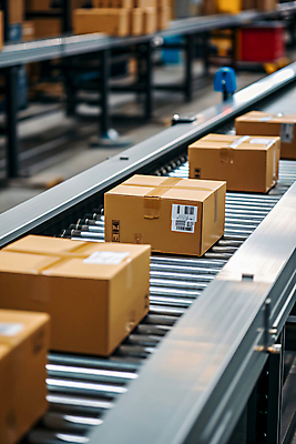 JPG 편집이미지 이동 공장 사람없음 창고 택배 택배상자 물류창고 자동화 컨베어밸트 물류센터 편집실사 AI포토 AI콘텐츠 컨셉 공업 상자 기계 운송업 CG 파일형식