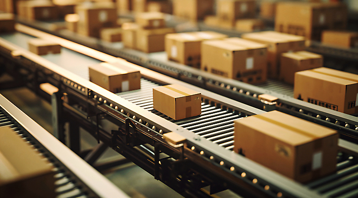 JPG 편집이미지 이동 공장 사람없음 택배 택배상자 물류창고 자동화 컨베어밸트 물류센터 편집실사 AI포토 AI콘텐츠 컨셉 공업 상자 기계 운송업 창고 CG 파일형식