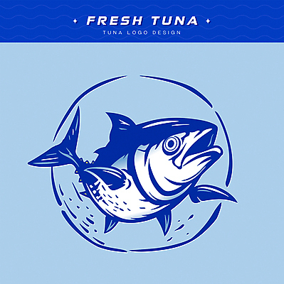 한마리 파도 일러스트 사람없음 파란색 요식업 참치 심볼 해산물 횟집 국내일러스트 AI파일 1 산업 바다 컬러 어류 식당 파일형식 벡터
