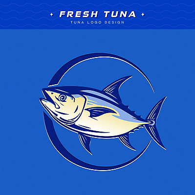 한마리 파도 일러스트 사람없음 파란색 요식업 참치 심볼 해산물 횟집 국내일러스트 AI파일 1 산업 바다 컬러 어류 식당 파일형식 벡터