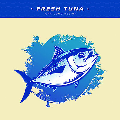 한마리 파도 일러스트 사람없음 파란색 요식업 참치 심볼 해산물 횟집 국내일러스트 AI파일 1 산업 바다 컬러 어류 식당 파일형식 벡터