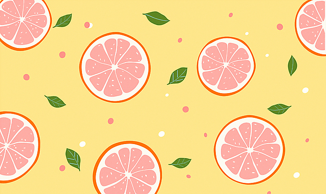 분홍색 잎 패턴 일러스트 단면 나뭇잎 사람없음 노란색 패턴백그라운드 자몽 국내일러스트 AI파일 식물 컬러 백그라운드 무늬 과일 파일형식 벡터