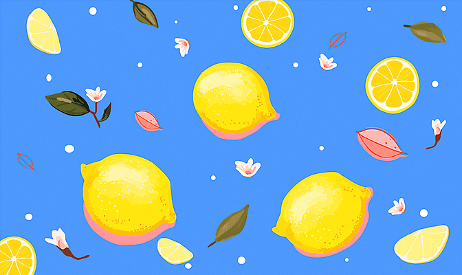 꽃 잎 패턴 일러스트 단면 사람없음 파란색 노란색 패턴백그라운드 레몬 국내일러스트 AI파일 식물 컬러 백그라운드 무늬 과일 파일형식 벡터