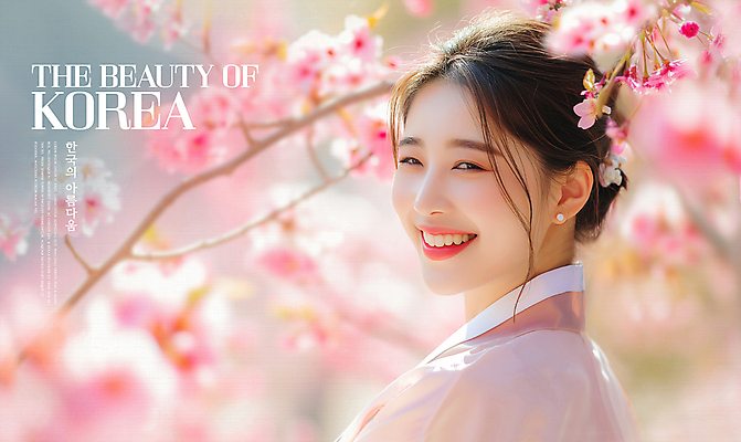 PSD 편집이미지 여자 따뜻함 한명 미소 상반신 성인 야외 햇빛 봄 한국인 벚꽃 한복 머리장식 화사함 의료성형뷰티 성인여자한명만 이미지편집 1 한국전통 계절 꽃 컨셉 표정 사람 동양인 장식 태양 전통의상 여자한명만 성인여자만 파일형식