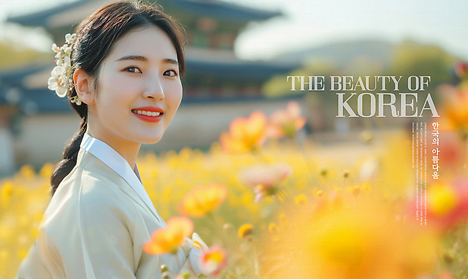 PSD 편집이미지 여자 봄꽃 따뜻함 한명 미소 상반신 성인 야외 햇빛 봄 한국인 한복 머리장식 화사함 의료성형뷰티 성인여자한명만 이미지편집 1 한국전통 계절 꽃 컨셉 표정 사람 동양인 장식 태양 전통의상 여자한명만 성인여자만 파일형식