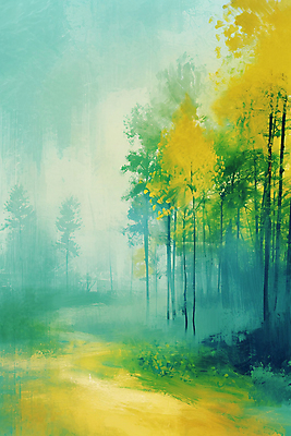 JPG 나무 백그라운드 일러스트 자연 풍경 사람없음 초록색 봄 숲속 숲 질감 유화 국내일러스트 AI일러스트 AI콘텐츠 식물 계절 컬러 미술 생태계 파일형식