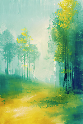 JPG 나무 백그라운드 일러스트 자연 풍경 사람없음 초록색 봄 숲속 숲 질감 유화 국내일러스트 AI일러스트 AI콘텐츠 식물 계절 컬러 미술 생태계 파일형식