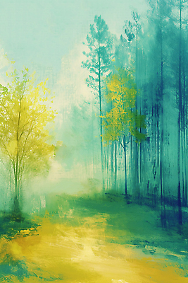 JPG 나무 백그라운드 일러스트 자연 풍경 사람없음 초록색 봄 숲속 숲 질감 유화 국내일러스트 AI일러스트 AI콘텐츠 식물 계절 컬러 미술 생태계 파일형식