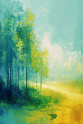 JPG 나무 백그라운드 일러스트 자연 풍경 사람없음 초록색 봄 숲속 숲 질감 유화 국내일러스트 AI일러스트 AI콘텐츠 식물 계절 컬러 미술 생태계 파일형식