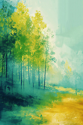 JPG 나무 백그라운드 일러스트 자연 풍경 사람없음 초록색 봄 숲속 숲 질감 유화 국내일러스트 AI일러스트 AI콘텐츠 식물 계절 컬러 미술 생태계 파일형식