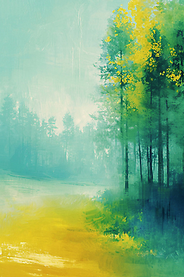 JPG 나무 백그라운드 일러스트 자연 풍경 사람없음 초록색 봄 숲속 숲 질감 유화 국내일러스트 AI일러스트 AI콘텐츠 식물 계절 컬러 미술 생태계 파일형식