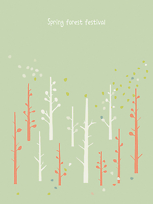 나무 꽃 백그라운드 일러스트 나뭇잎 풍경 사람없음 연두색 봄 숲속 심플 미니멀 국내일러스트 AI파일 식물 계절 잎 초록색 숲 파일형식 벡터