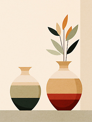 식물 일러스트 사람없음 장식 인테리어 꽃병 오브젝트 심플 감성 베이지색 정물화 미니멀 국내일러스트 AI파일 디자인 꽃 컬러 컨셉 그림 파일형식 벡터