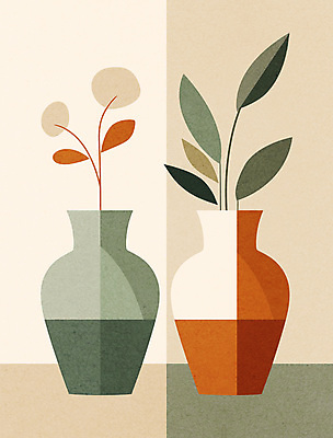 식물 일러스트 사람없음 장식 인테리어 꽃병 오브젝트 심플 감성 베이지색 정물화 미니멀 국내일러스트 AI파일 디자인 꽃 컬러 컨셉 그림 파일형식 벡터