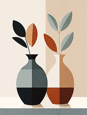 식물 일러스트 사람없음 장식 인테리어 꽃병 오브젝트 심플 감성 베이지색 정물화 미니멀 국내일러스트 AI파일 디자인 꽃 컬러 컨셉 그림 파일형식 벡터