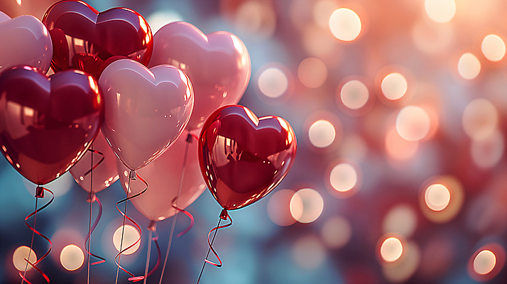JPG 편집이미지 사랑 이벤트 사람없음 빨간색 반사 로맨틱 축하 보케 감성 하트풍선 보케백그라운드 편집실사 AI포토 AI콘텐츠 감정 컬러 백그라운드 컨셉 하트 CG 풍선 파일형식