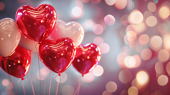 JPG 편집이미지 사랑 이벤트 사람없음 빨간색 반사 로맨틱 축하 보케 감성 하트풍선 보케백그라운드 편집실사 AI포토 AI콘텐츠 감정 컬러 백그라운드 컨셉 하트 CG 풍선 파일형식