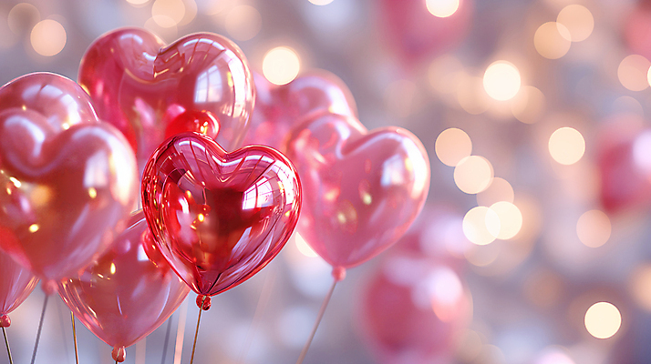 JPG 편집이미지 사랑 이벤트 사람없음 빨간색 반사 로맨틱 축하 보케 감성 하트풍선 보케백그라운드 편집실사 AI포토 AI콘텐츠 감정 컬러 백그라운드 컨셉 하트 CG 풍선 파일형식