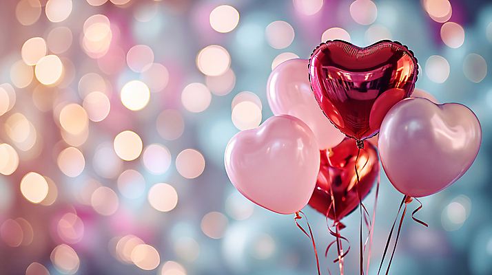 JPG 편집이미지 사랑 이벤트 사람없음 빨간색 반사 로맨틱 축하 보케 감성 하트풍선 보케백그라운드 편집실사 AI포토 AI콘텐츠 감정 컬러 백그라운드 컨셉 하트 CG 풍선 파일형식