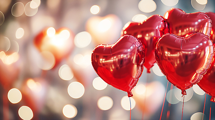 JPG 편집이미지 사랑 이벤트 사람없음 빨간색 반사 로맨틱 축하 보케 감성 하트풍선 보케백그라운드 편집실사 AI포토 AI콘텐츠 감정 컬러 백그라운드 컨셉 하트 CG 풍선 파일형식