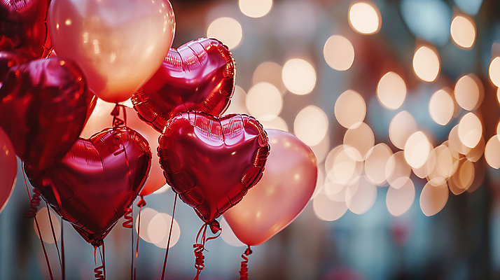 JPG 편집이미지 사랑 이벤트 사람없음 빨간색 반사 로맨틱 축하 보케 감성 하트풍선 보케백그라운드 편집실사 AI포토 AI콘텐츠 감정 컬러 백그라운드 컨셉 하트 CG 풍선 파일형식