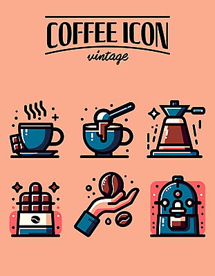 아이콘 손 커피 들기 신체부위 숟가락 원두 빈티지 커피잔 커피메이커 라인아트 2D아이콘 AI파일 음료 선 컨셉 모션 잔 수저 사람 커피용품 파일형식 벡터