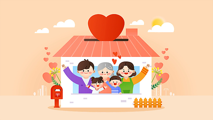 구름 여자 노년 남자 꽃 할머니 어린이 엄마 대가족 주택 소녀 소년 여러명 상반신 성인 울타리 부모 태양 손들기 주황색 화목 우체통 하트 아빠 모션그래픽 MP4 MOV 자연요소 모양 식물 컬러 다수 컨셉 가족 모션 사람 건물 담장 동영상 파일형식