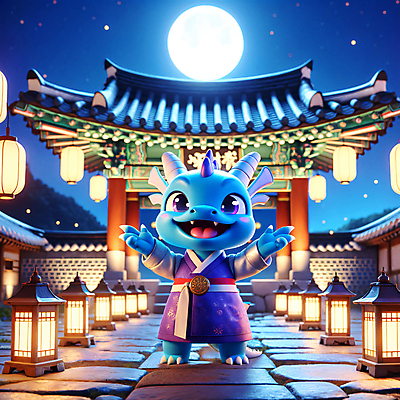 JPG 편집이미지 한국문화 밤하늘 한옥 3D캐릭터 사람없음 야외 3D 손들기 용띠 등불 한복 달빛 디지털합성 즐거움 편집소스 2024년 청룡캐릭터 편집3D AI컴퓨터그래픽 AI콘텐츠 캐릭터 동양문화 한국전통 감정 고건축 모션 하늘 조명 한국 달 십이지신 용 야간 전통의상 연도 용캐릭터 청룡 파일형식