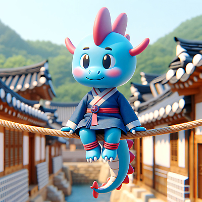 JPG 편집이미지 한국문화 한옥 3D캐릭터 앉기 사람없음 야외 3D 용띠 한복 디지털합성 줄타기 편집소스 2024년 청룡캐릭터 편집3D AI컴퓨터그래픽 AI콘텐츠 캐릭터 동양문화 한국전통 고건축 모션 한국 십이지신 용 묘기 전통의상 연도 용캐릭터 청룡 파일형식