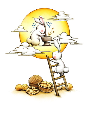 PSD 구름 일러스트 사다리 사람없음 노란색 견과류 보름달 토끼 오르기 땅콩 호두 절구 정월대보름 떡방아 국내일러스트 자연요소 명절 컬러 포유류 모션 반려동물 달 도구 방아 파일형식