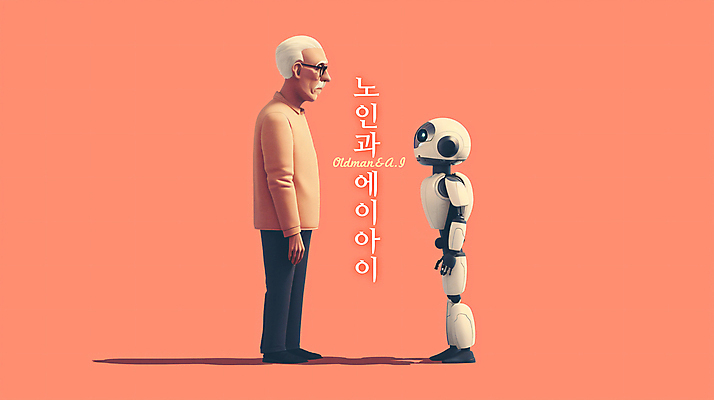 전신 PSD 노년 남자 분홍색 과학 일러스트 협력 대화 한명 서기 마주보기 로봇 디지털합성 소통 노인남자한명만 편집소스 AI_인공지능 국내일러스트 1 컬러 컨셉 모션 말하기 사람 성인 남자한명만 노인남자만 파일형식