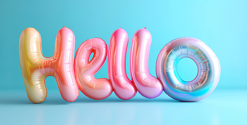 JPG 편집이미지 문자 영어 타이포그라피 사람없음 컬러풀 파티 디지털합성 풍선 안녕 HELLO 입체문자 편집소스 편집실사 AI포토 AI콘텐츠 컬러 이벤트 인사 CG 파일형식