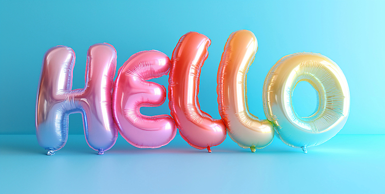 JPG 편집이미지 문자 영어 타이포그라피 사람없음 컬러풀 파티 디지털합성 풍선 안녕 HELLO 입체문자 편집소스 편집실사 AI포토 AI콘텐츠 컬러 이벤트 인사 CG 파일형식