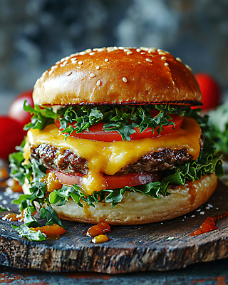 JPG 편집이미지 토마토 패스트푸드 서양음식 사람없음 감자튀김 햄버거 인스턴트 디지털합성 편집소스 맛있는 편집실사 AI포토 AI콘텐츠 음식 채소 감자 튀김 CG 파일형식