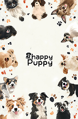 PSD 동물 반려견 백그라운드 여러마리 일러스트 프레임 사람없음 귀여움 흰색 강아지 디지털합성 편집소스 국내일러스트 컬러 다수 컨셉 반려동물 개 파일형식