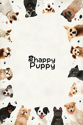 PSD 동물 반려견 백그라운드 여러마리 일러스트 프레임 사람없음 귀여움 흰색 강아지 디지털합성 편집소스 국내일러스트 컬러 다수 컨셉 반려동물 개 파일형식