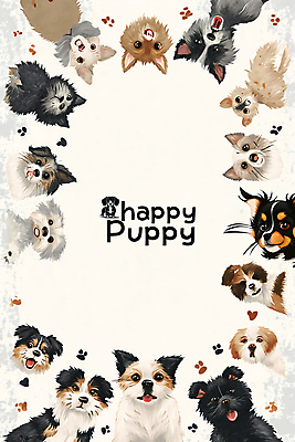 PSD 동물 반려견 백그라운드 여러마리 일러스트 프레임 사람없음 귀여움 흰색 강아지 디지털합성 편집소스 국내일러스트 컬러 다수 컨셉 반려동물 개 파일형식