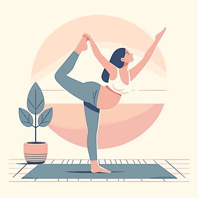 전신 여자 화분 분홍색 일러스트 건강 한명 성인 스트레칭 임산부 임신 요가자세 매트 디지털합성 임산부요가 성인여자한명만 편집소스 국내일러스트 AI파일 1 컬러 포즈 요가 사람 운동 여자한명만 성인여자만 파일형식 벡터