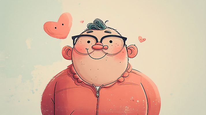 JPG 남자 일러스트 사랑 한명 상반신 성인 하트 디지털합성 아저씨 이웃 성인남자한명만 안경낌 편집소스 국내일러스트 AI일러스트 AI콘텐츠 모양 1 감정 안경 사람 남자한명만 성인남자만 파일형식