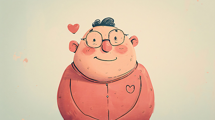 JPG 남자 일러스트 사랑 한명 상반신 성인 하트 디지털합성 아저씨 이웃 성인남자한명만 안경낌 편집소스 국내일러스트 AI일러스트 AI콘텐츠 모양 1 감정 안경 사람 남자한명만 성인남자만 파일형식