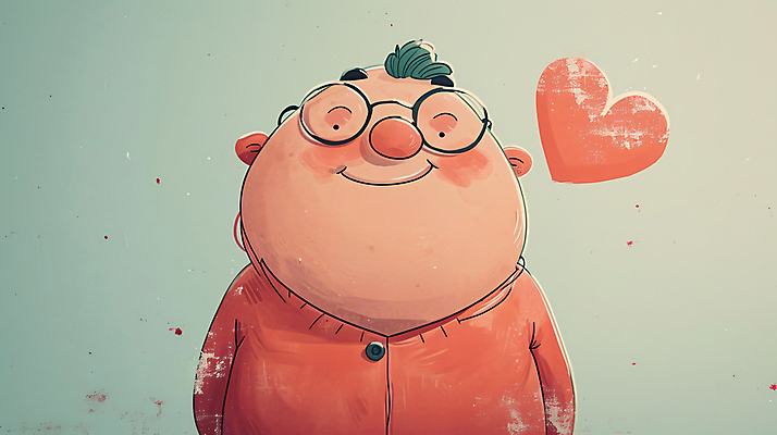 JPG 남자 일러스트 사랑 한명 상반신 성인 하트 디지털합성 아저씨 이웃 성인남자한명만 안경낌 편집소스 국내일러스트 AI일러스트 AI콘텐츠 모양 1 감정 안경 사람 남자한명만 성인남자만 파일형식